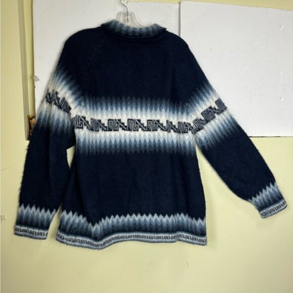YUSUTEX Peru Alpaca Wool Artisan Cardigan Sweater Zip Jacket Soft Cozy Unisex L - Picture 4 of 16